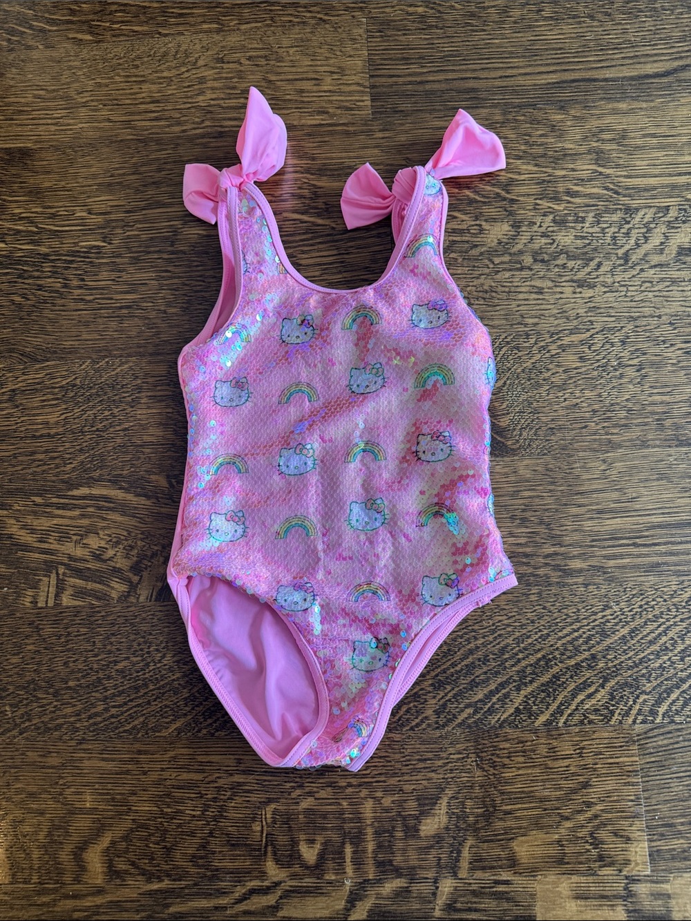Lola + The Boys Hello Kitty Pink Sequin Rainbow One-Piece Swimsuit